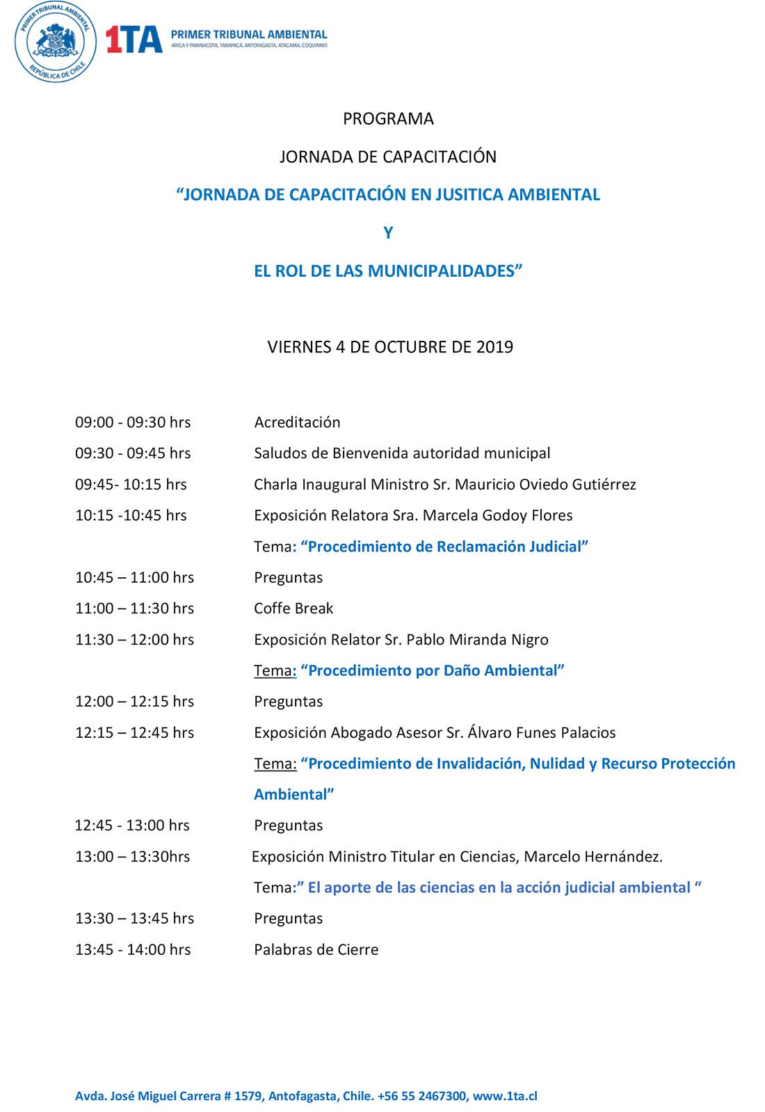 JORNADA DE CAPACITACIÓN EN JUSITICA AMBIENTAL  Y EL ROL DE LAS MUNICIPALIDADES”