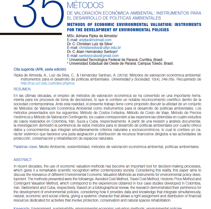 Métodos de valoración económica ambiental: instrumentos para el desarrollo de políticas ambientales