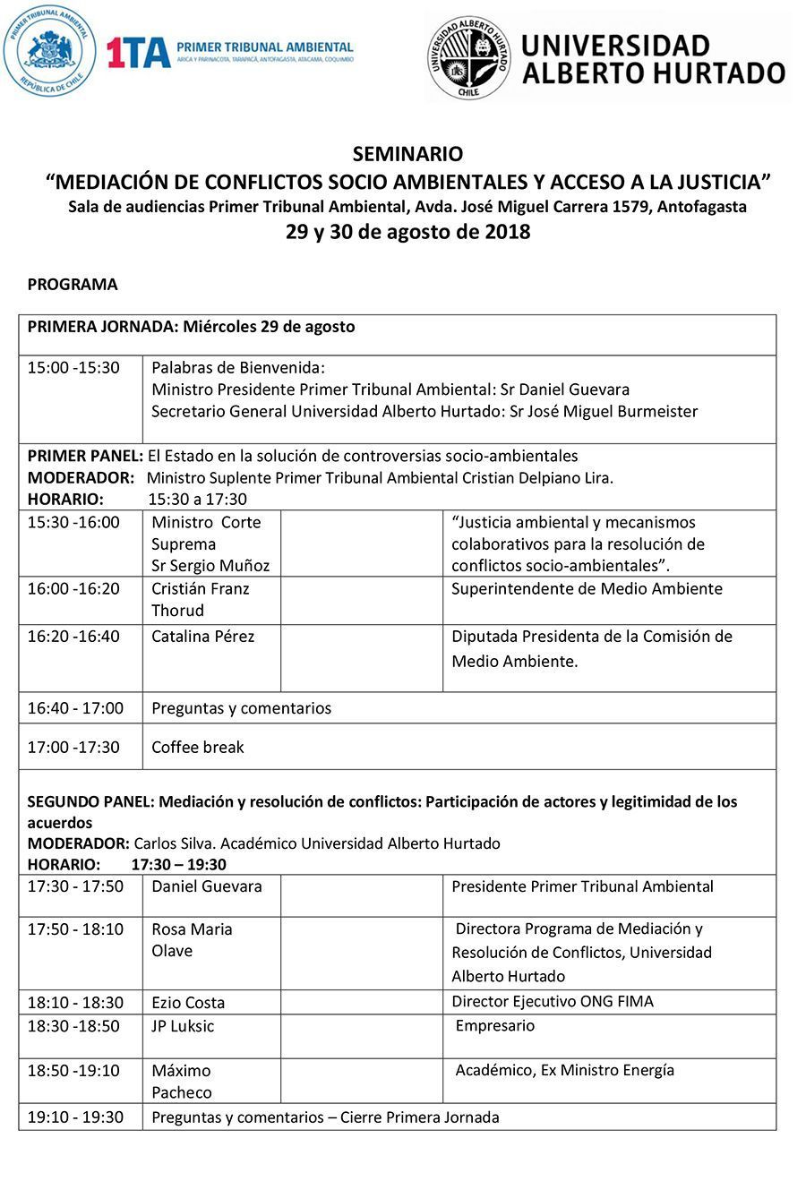 1TA y Universidad Alberto Hurtado Realizarán Seminario de Mediación