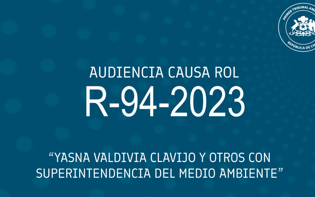 Audiencia R-94-2023: «Yasna Valdivia Clavijo y otros con Superintendencia del Medio Ambiente»